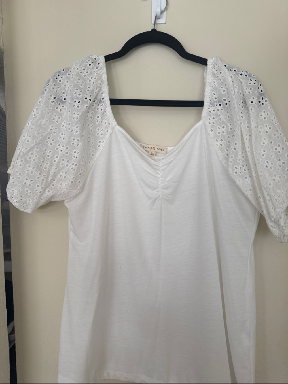 Parallel Skies White Eyelet Puff Sleeve Top